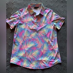 Colorful Leaf Print Polo Shirt
